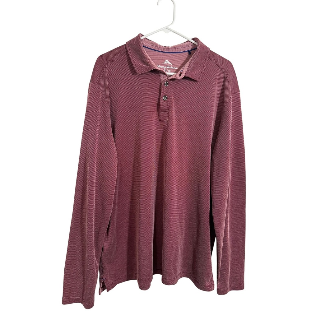 Tommy Bahama Mens XL Long Sleeve Polo Shirt Burgundy Tencel 213-ST2262130U
